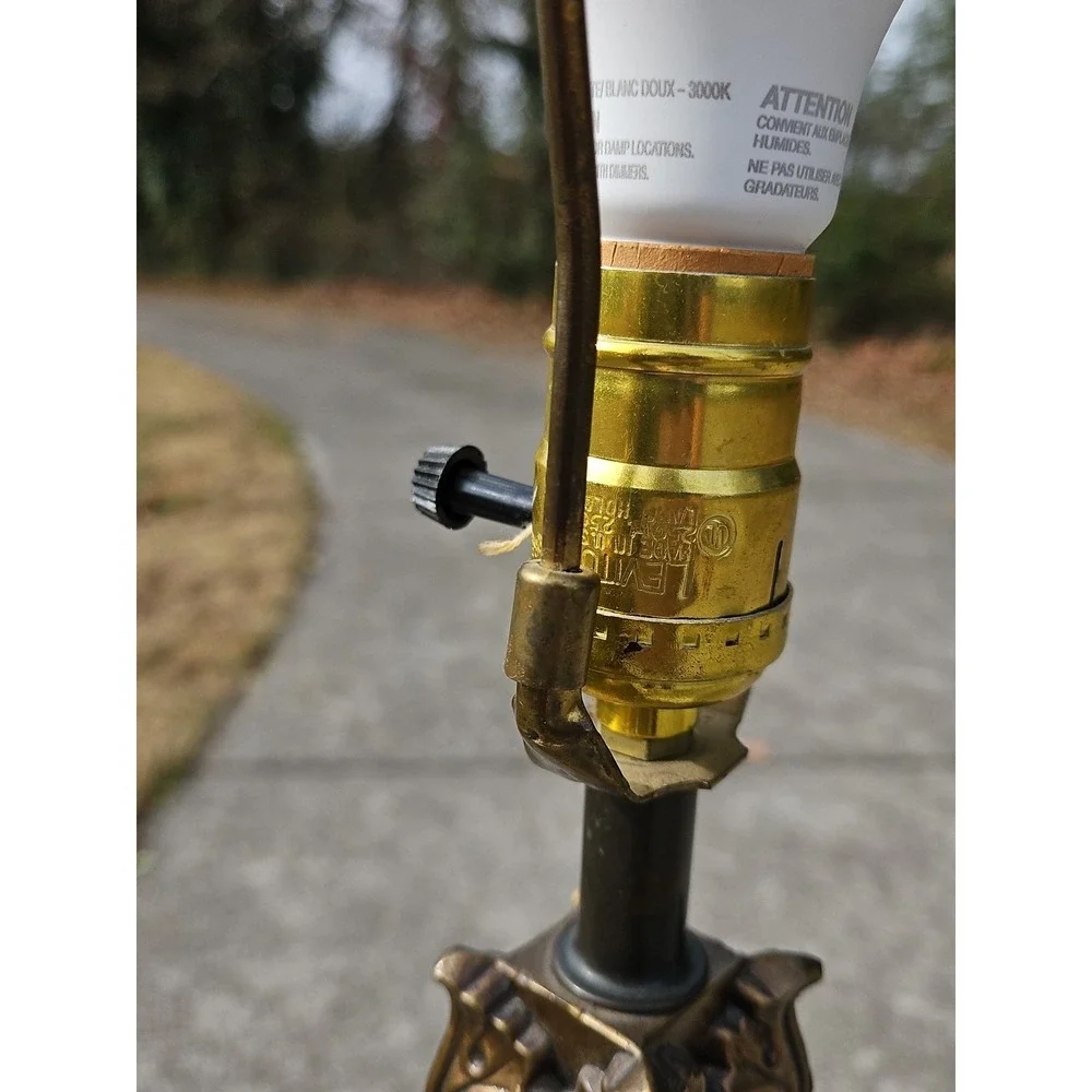 Vintage 1960s Neoclassical Brass Lamp With A Corinthian Column